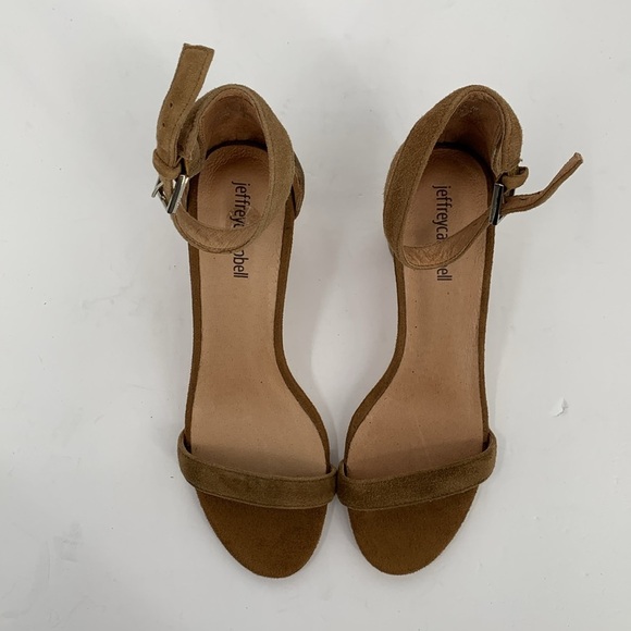 Jeffrey Campbell Purdy sandals mosaic rainbow chunky heel suede tan brown 7 - Picture 4 of 6